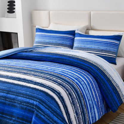 Nordic Calm stripes Blue 3‑Piece Comforter Set – Scandi Chic Vibes - Image 2