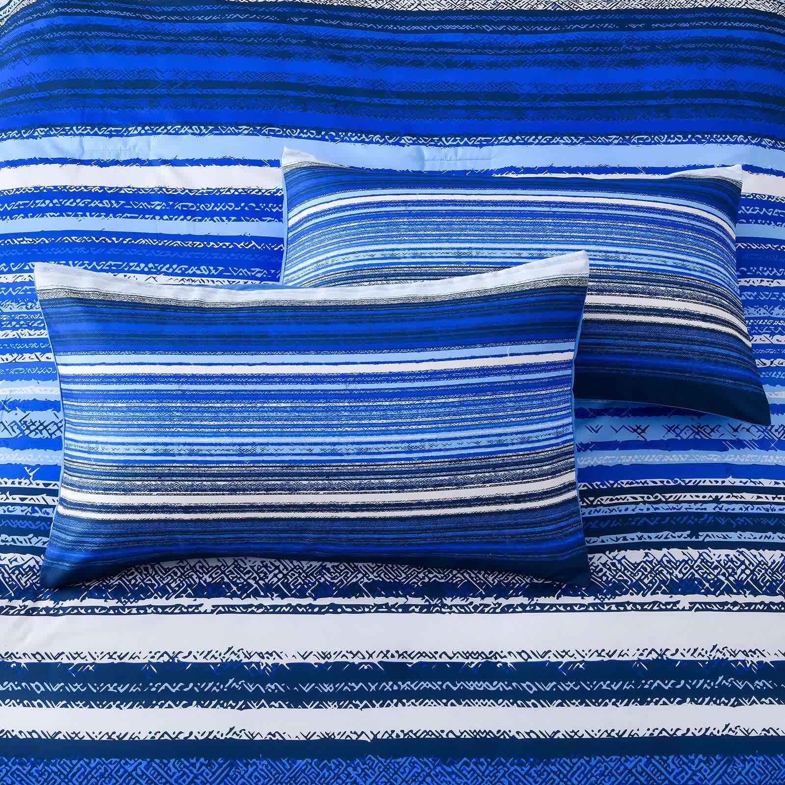 Nordic Calm stripes Blue 3‑Piece Comforter Set – Scandi Chic Vibes - Image 4