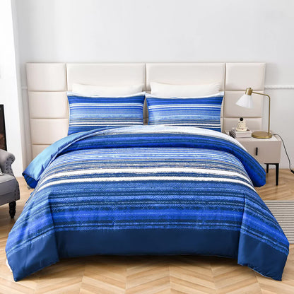 Nordic Calm stripes Blue 3‑Piece Comforter Set – Scandi Chic Vibes - Image 6