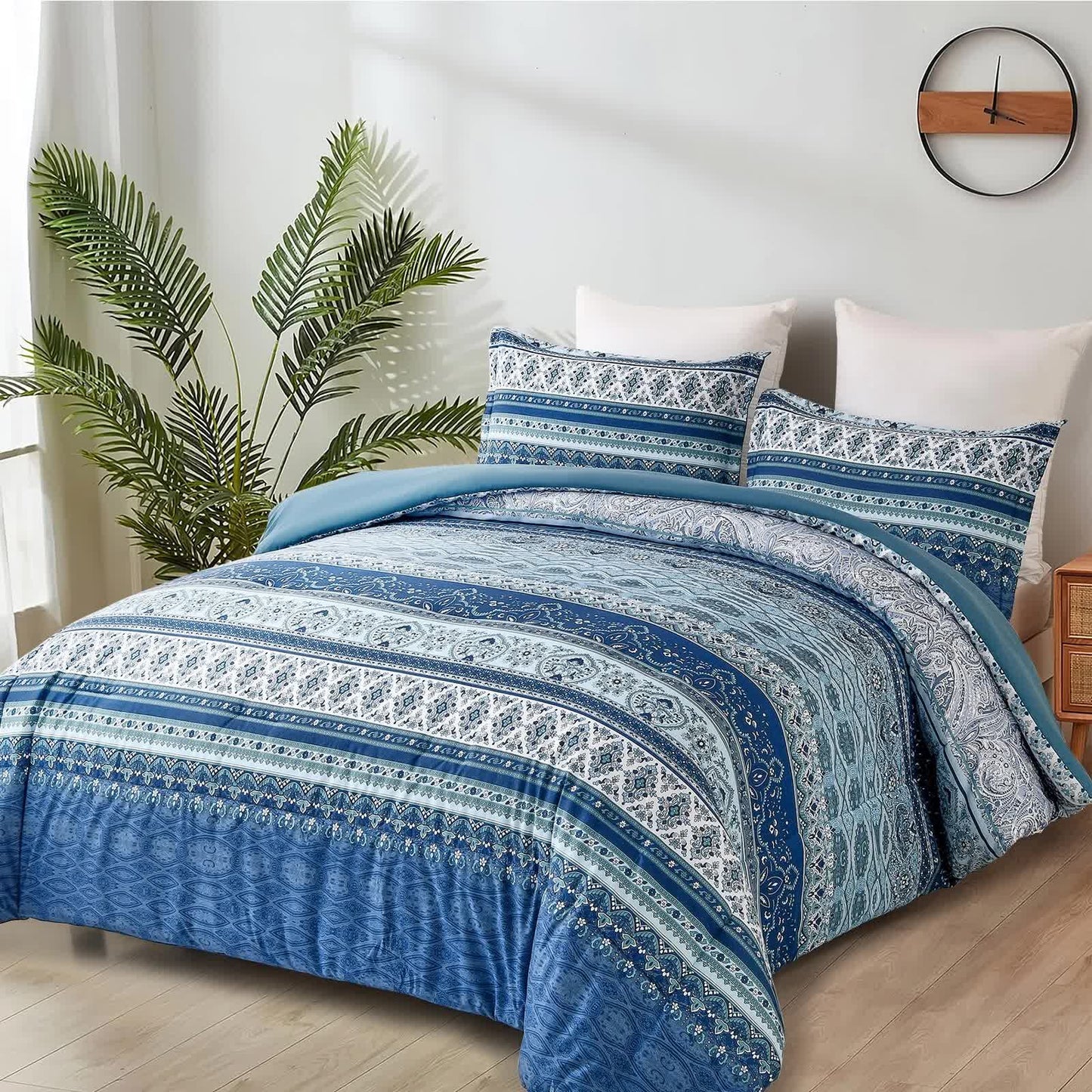 Boho Vibes blue Bedding Set – 3‑Piece Comforter & Pillow Covers - Image 2