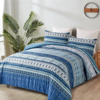 Boho Vibes blue Bedding Set – 3‑Piece Comforter & Pillow Covers - Image 2