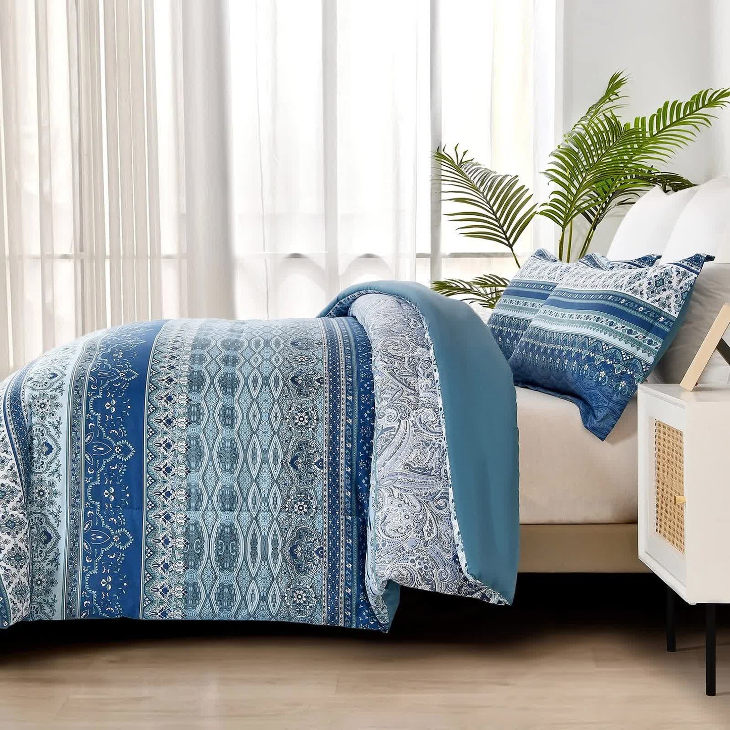 Boho Vibes blue Bedding Set – 3‑Piece Comforter & Pillow Covers - Image 3