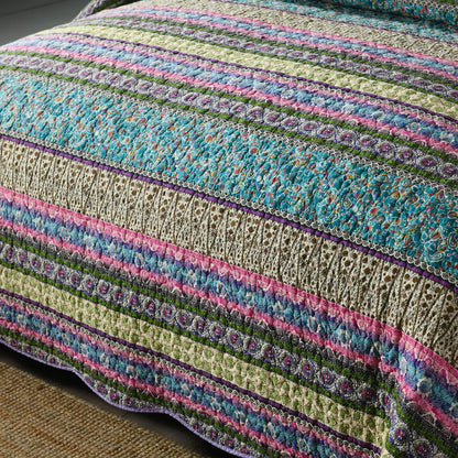 Grenn Teal Boho style Printed Bedspread Quilt Set + Pillowcases - Image 5
