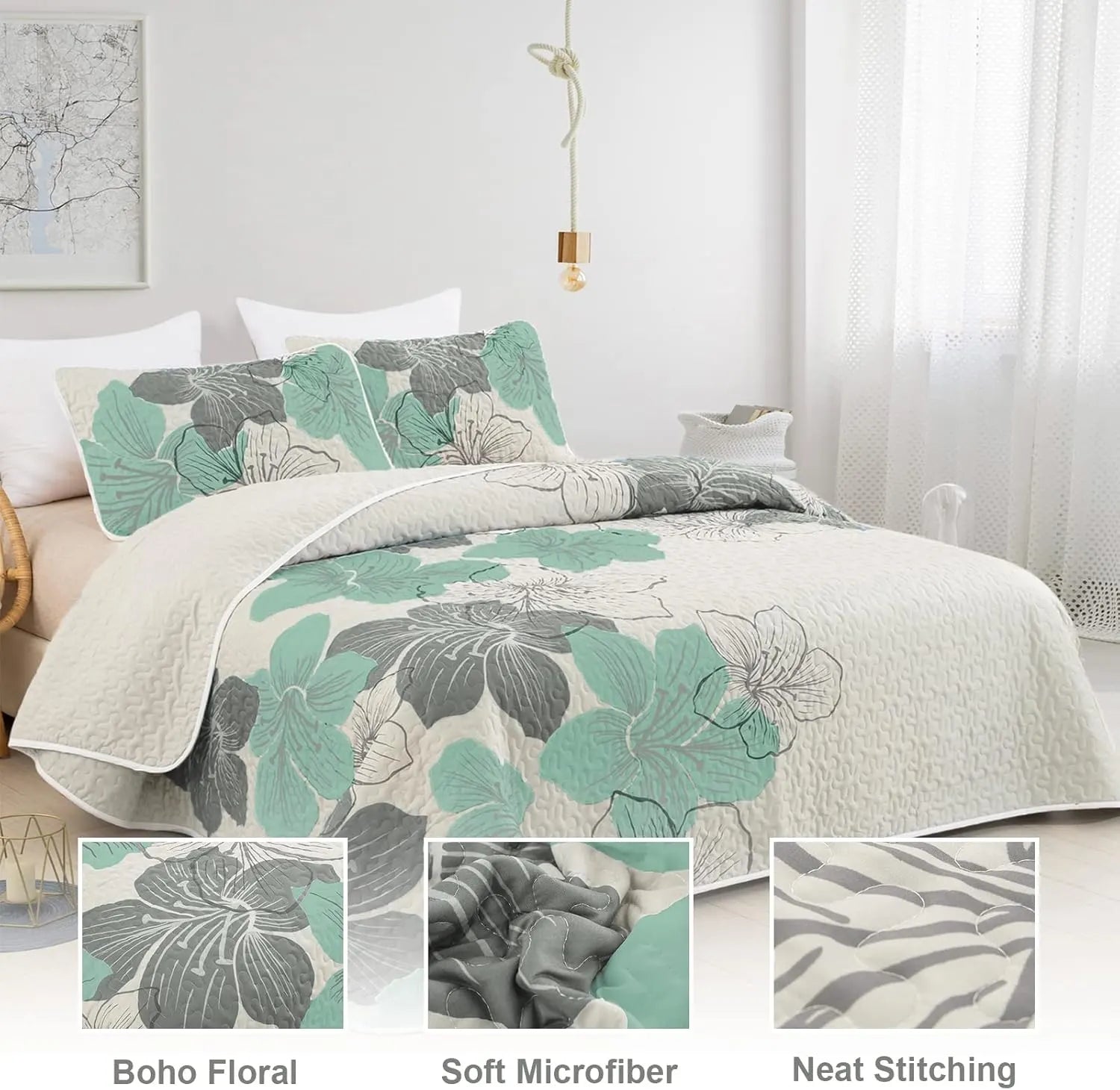 Radiant Quilted Coverlet and Pillowcases Set: Envelop Your Bed in Elegance - Queen size - Image 2