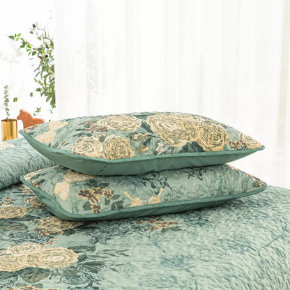 Meadow Butterfly Green Quilted Bedspread Set with Floral Details and Pillowcases - Image 7