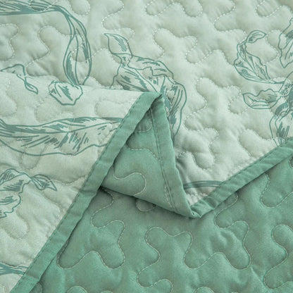 Meadow Butterfly Green Quilted Bedspread Set with Floral Details and Pillowcases - Image 9