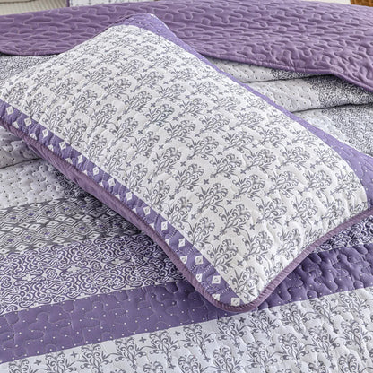 Bohemian Purple and White Quilted Bedspread or Coverlet Set and matching pillowcases - Image 7