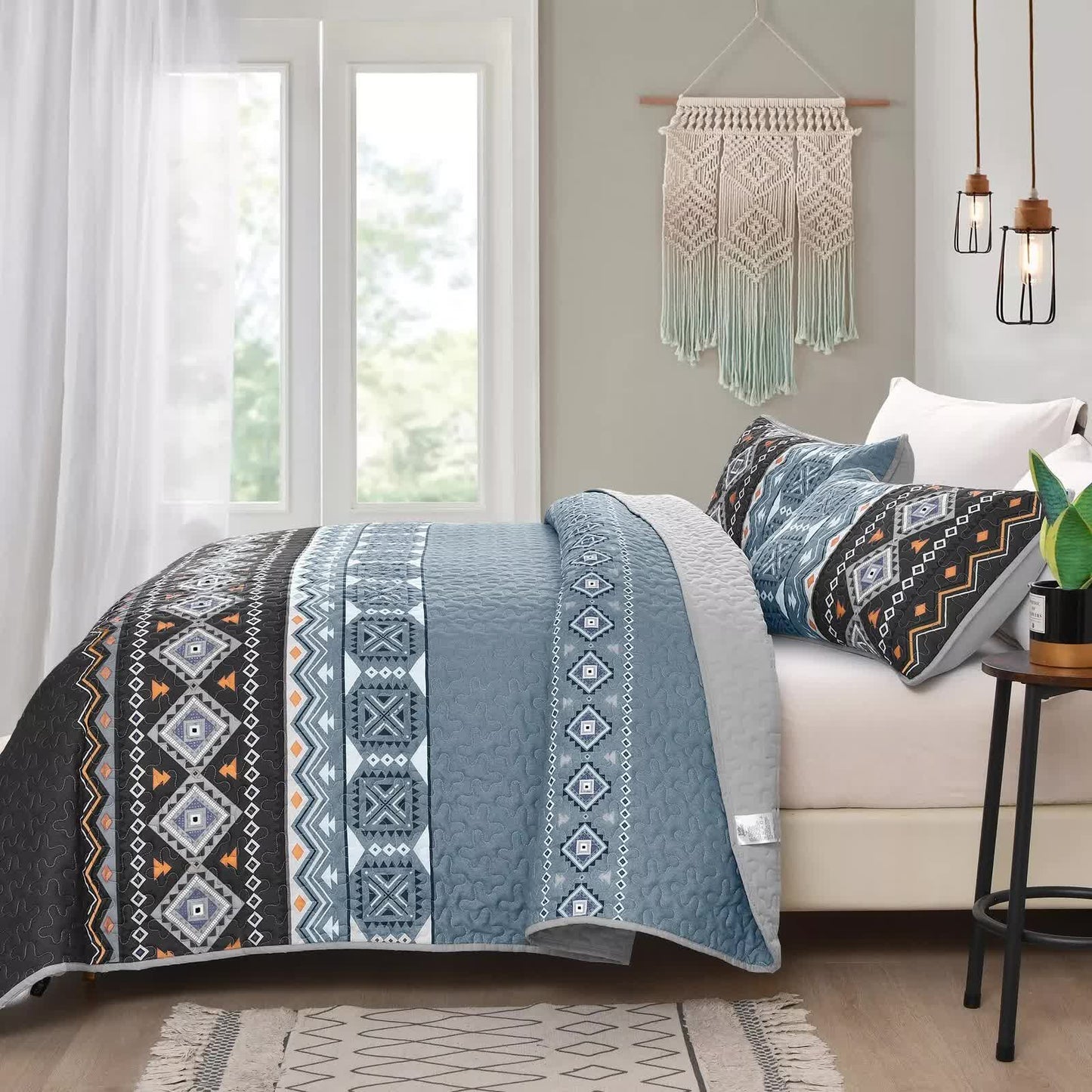 Ambient bloom sky black hour Comforter Set – Aesthetic 3-Piece Bedroom Mood - Image 3