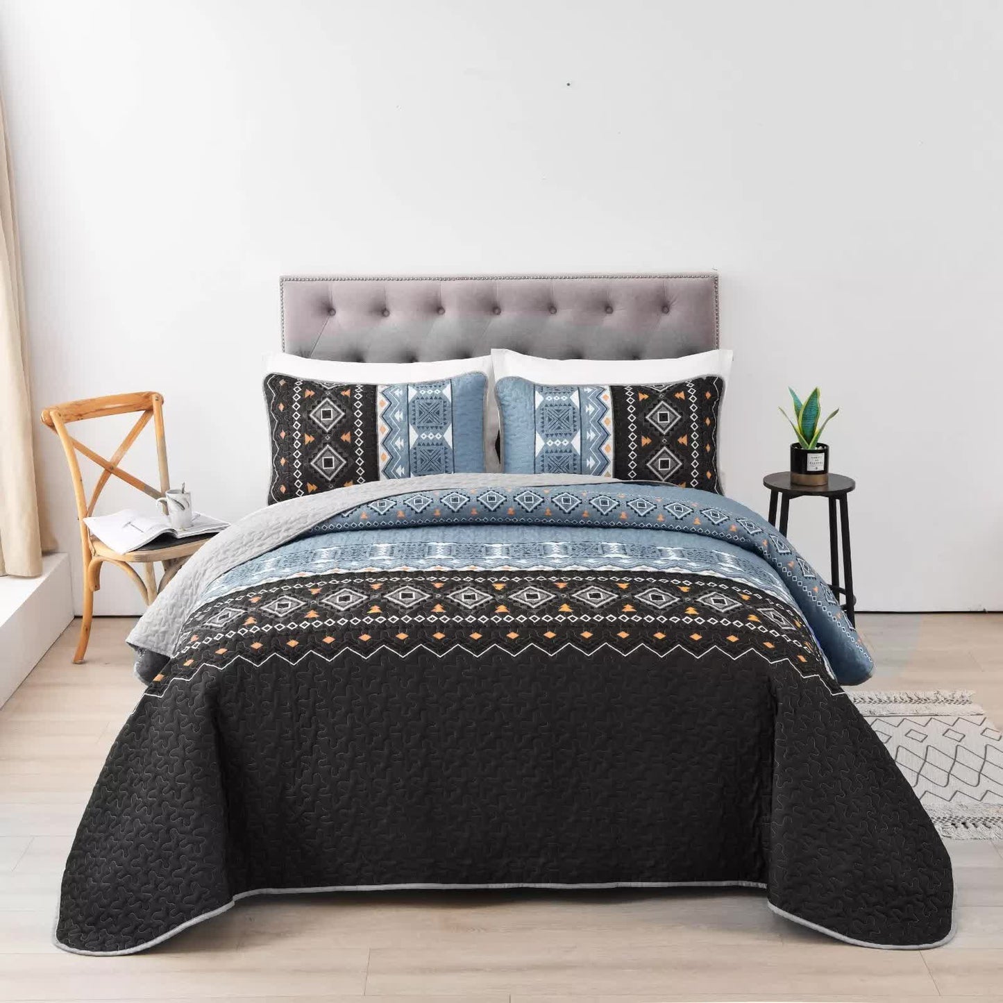 Ambient bloom sky black hour Comforter Set – Aesthetic 3-Piece Bedroom Mood - Image 7