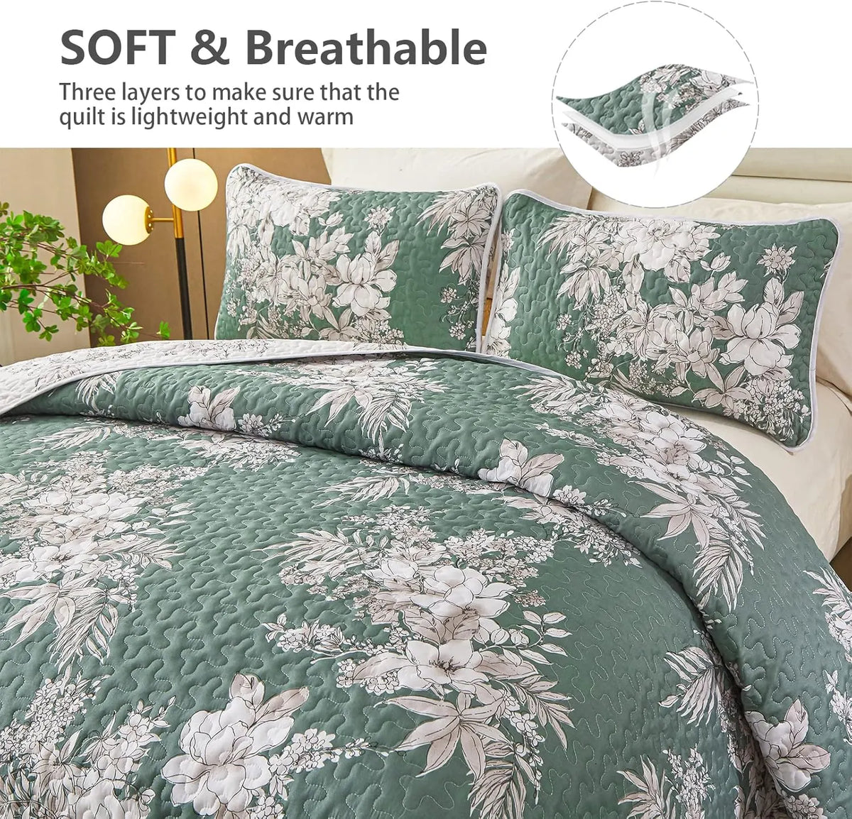 Sophisticated Quilted Coverlet and Pillowcases Set: Elevate Your Bedroom Decor - Queen size - Image 3
