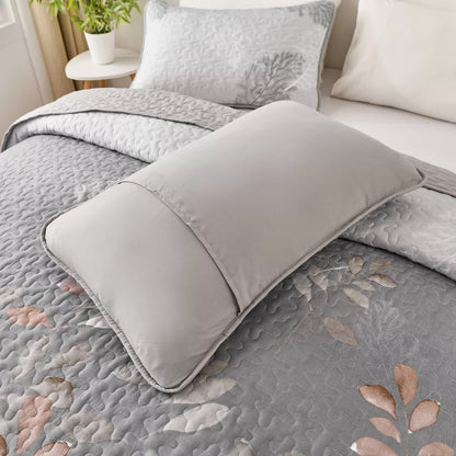 Brown Verdant Quilted Ensemble with Flower Motifs bedspread  and Pillowcases - Image 5