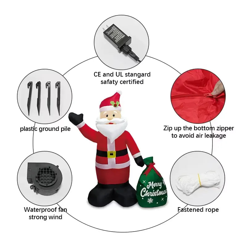 1.2M Festive Glow Christmas Santa Gift Inflatable Outdoor Decoration with LED Lights - Image 3