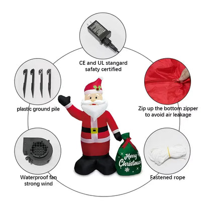 1.2M Festive Glow Christmas Santa Gift Inflatable Outdoor Decoration with LED Lights - Image 3