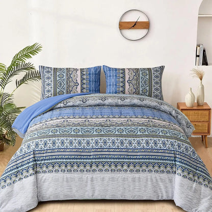 Blue Nordic Stripe Haven Comforter Quilted Doona Set