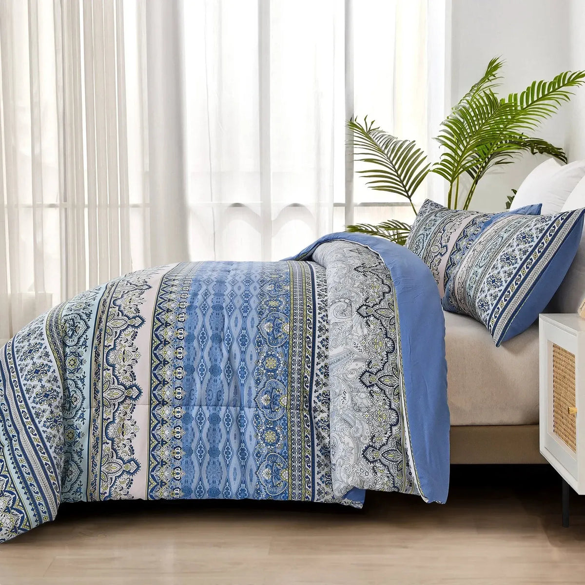 Blue Nordic Stripe Haven Comforter Quilted Doona Set - Image 3