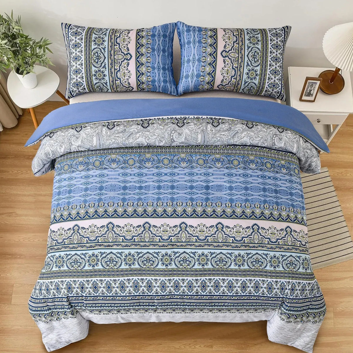 Blue Nordic Stripe Haven Comforter Quilted Doona Set - Image 4