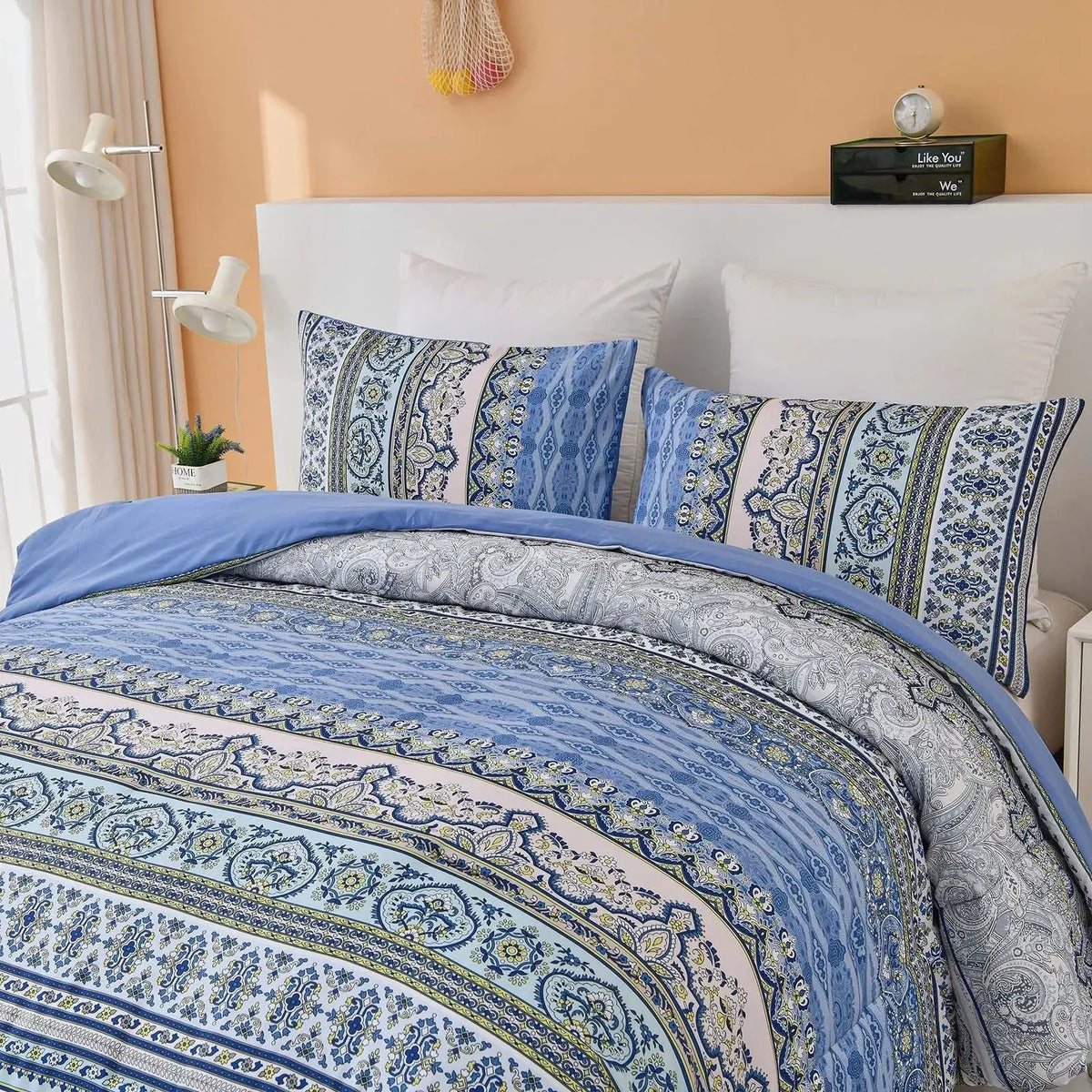Blue Nordic Stripe Haven Comforter Quilted Doona Set - Image 9