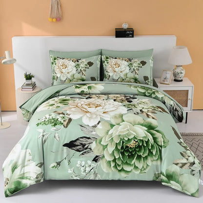 Sage Green Peony Botanica Comforter Quilted Doona Set