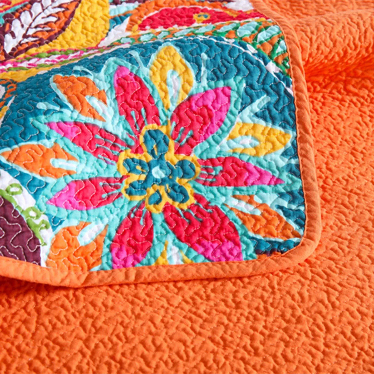 100% Cotton Coral Rainbow Paisley Coverlet Bedspread Set - Image 5