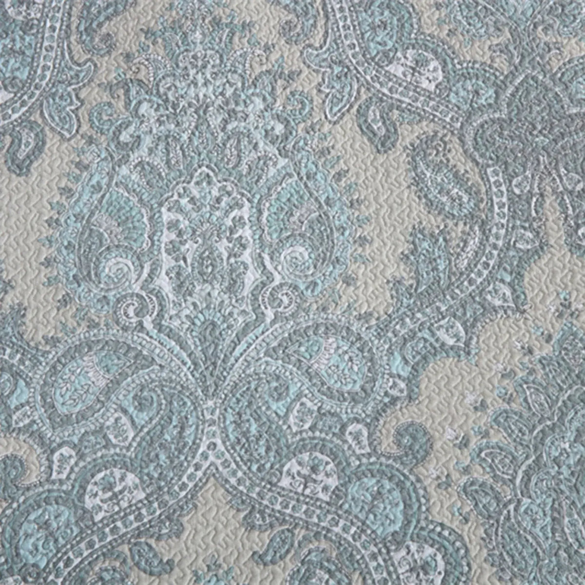 100% Cotton Blue Silver Damask Bloom Coverlet Bedspread Set - Image 4