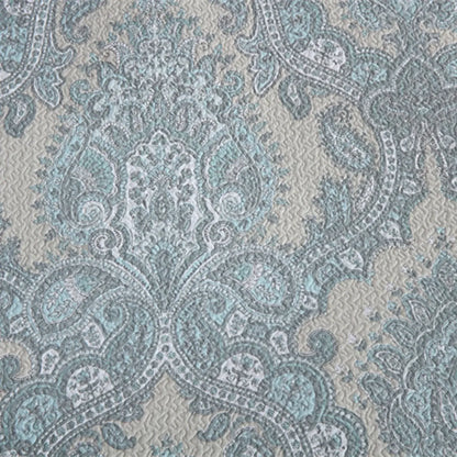 100% Cotton Blue Silver Damask Bloom Coverlet Bedspread Set - Image 4