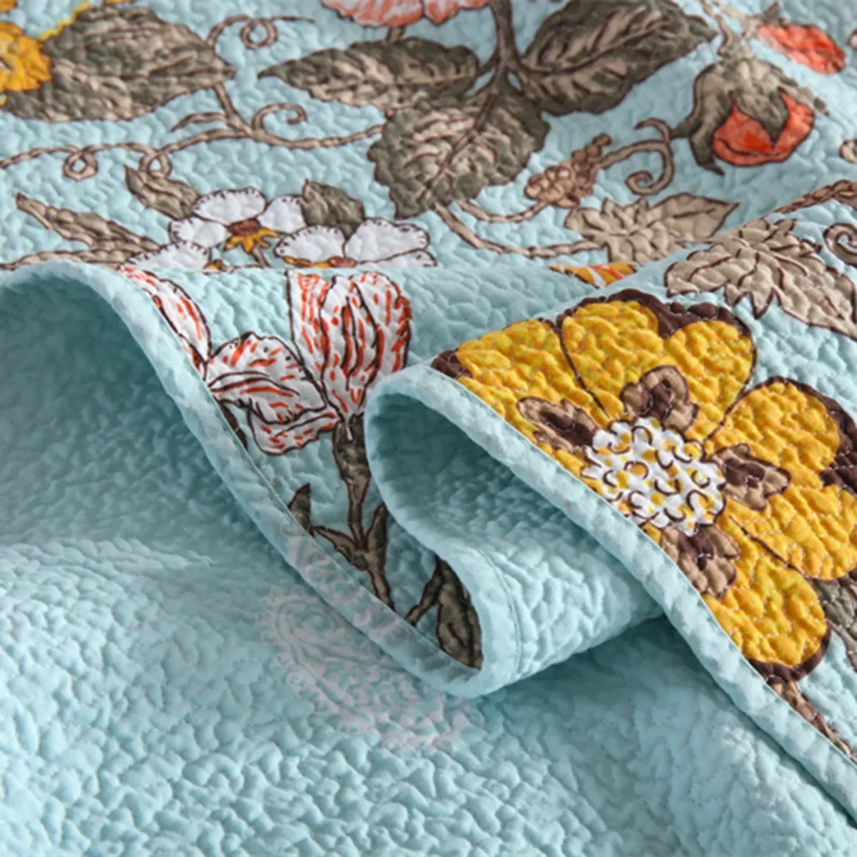 100% Cotton Golden Meadow Floral Coverlet Bedspread Set - Image 2