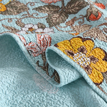 100% Cotton Golden Meadow Floral Coverlet Bedspread Set - Image 2