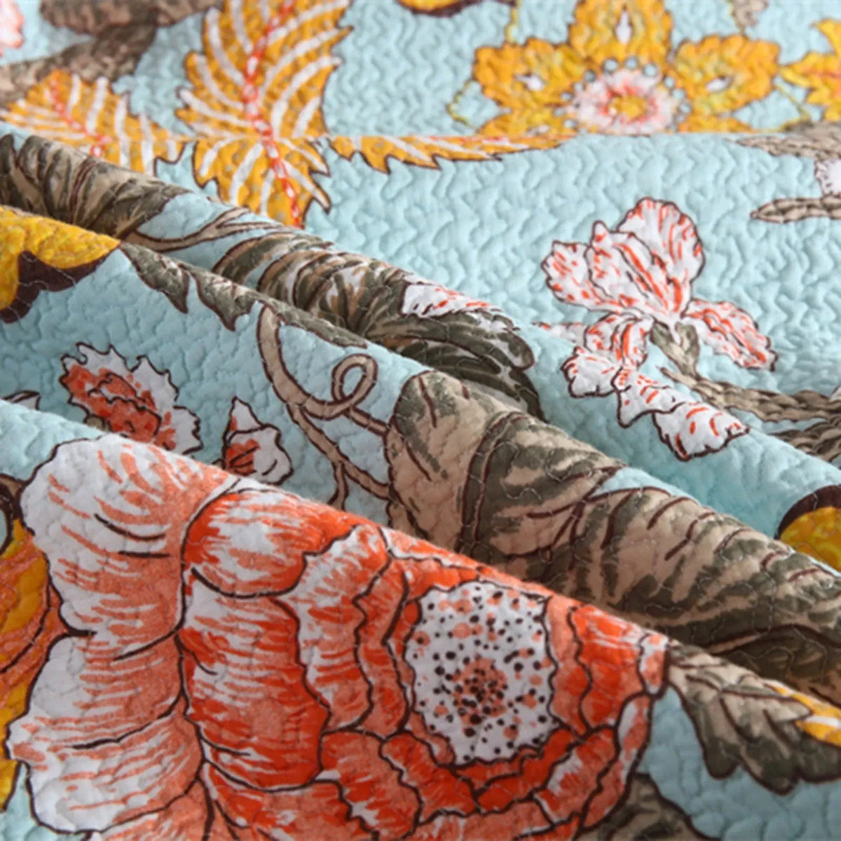 100% Cotton Golden Meadow Floral Coverlet Bedspread Set - Image 3