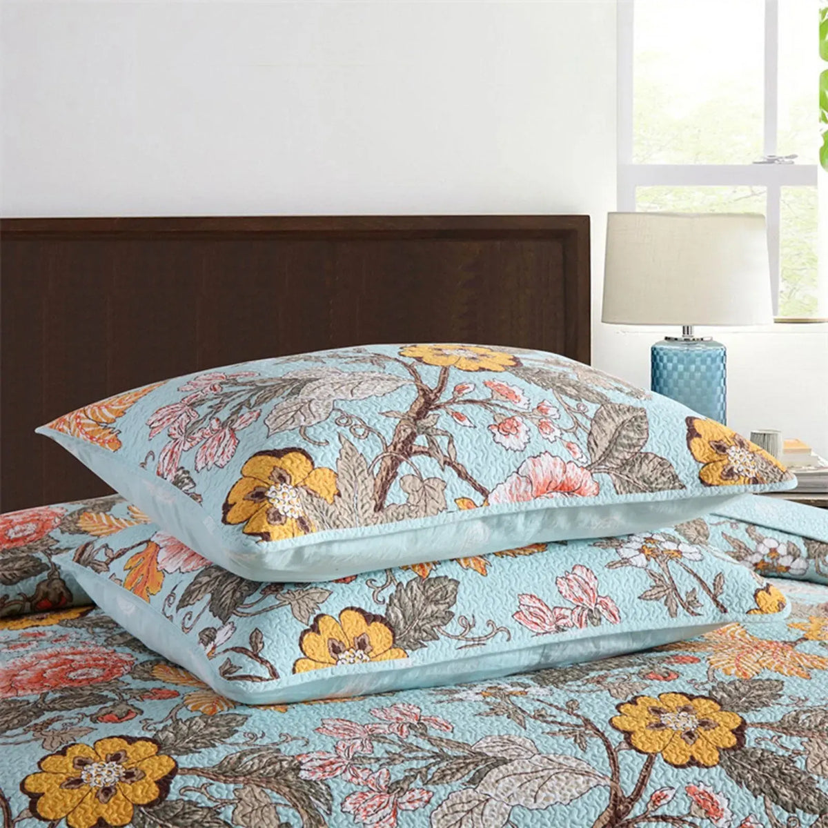 100% Cotton Golden Meadow Floral Coverlet Bedspread Set - Image 8