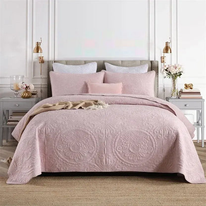 100% Cotton Embossed Blush Medallion Majesty Coverlet Bedspread Set