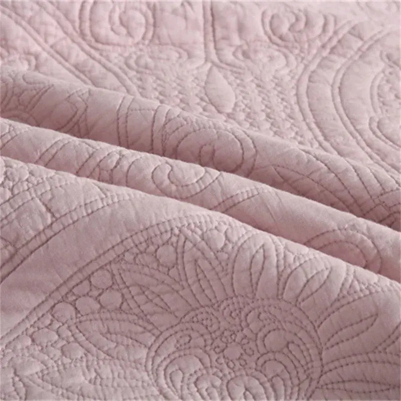 100% Cotton Embossed Blush Medallion Majesty Coverlet Bedspread Set - Image 2