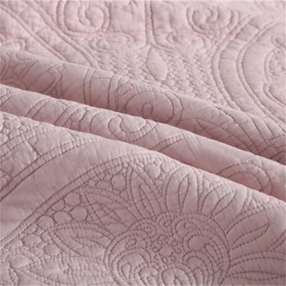 100% Cotton Embossed Blush Medallion Majesty Coverlet Bedspread Set - Image 2