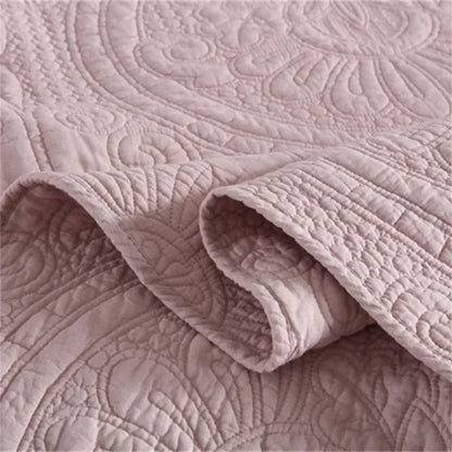 100% Cotton Embossed Blush Medallion Majesty Coverlet Bedspread Set - Image 3