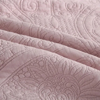 100% Cotton Embossed Blush Medallion Majesty Coverlet Bedspread Set - Image 4