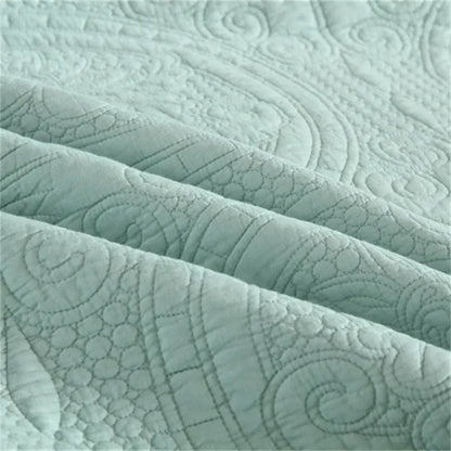 100% Cotton Embossed Aqua Medallion Serenity Coverlet Bedspread Set - Image 3