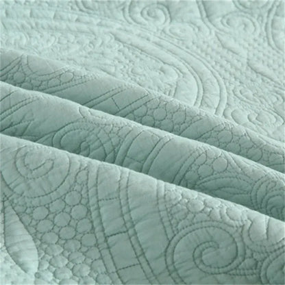 100% Cotton Embossed Aqua Medallion Serenity Coverlet Bedspread Set - Image 4