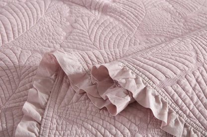 100% Cotton Embossed Blush Rose Coverlet Bedspread Set - Image 3