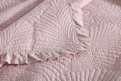 100% Cotton Embossed Blush Rose Coverlet Bedspread Set - Image 4