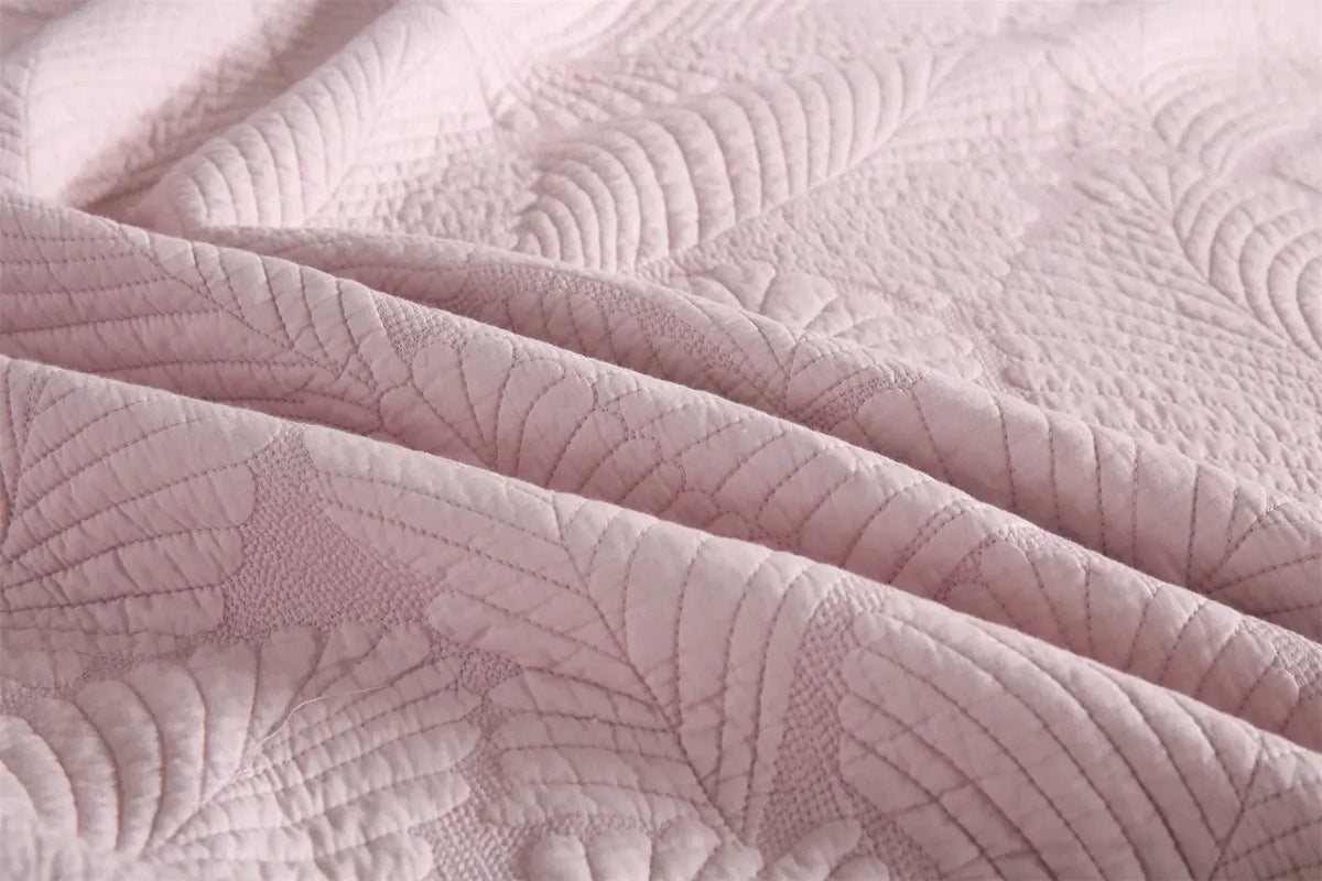 100% Cotton Embossed Blush Rose Coverlet Bedspread Set - Image 5