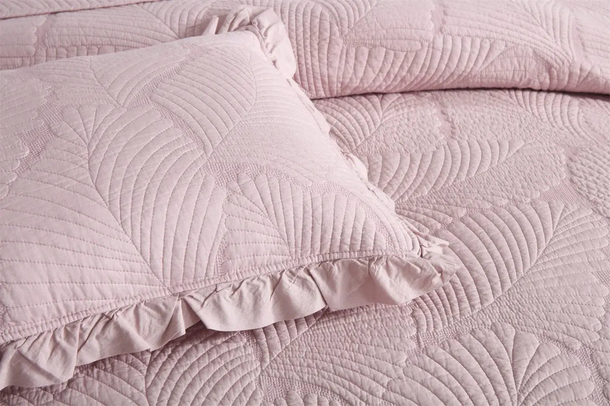 100% Cotton Embossed Blush Rose Coverlet Bedspread Set - Image 6