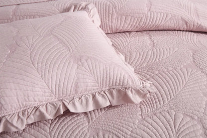 100% Cotton Embossed Blush Rose Coverlet Bedspread Set - Image 6