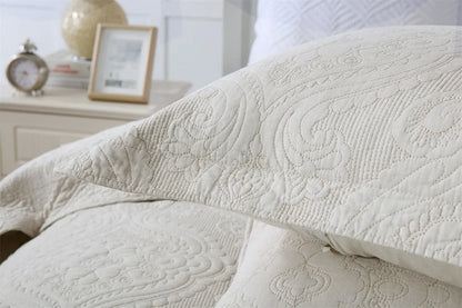 100% Cotton Embossed Ivory Floral Grace Coverlet Bedspread Set - Image 3