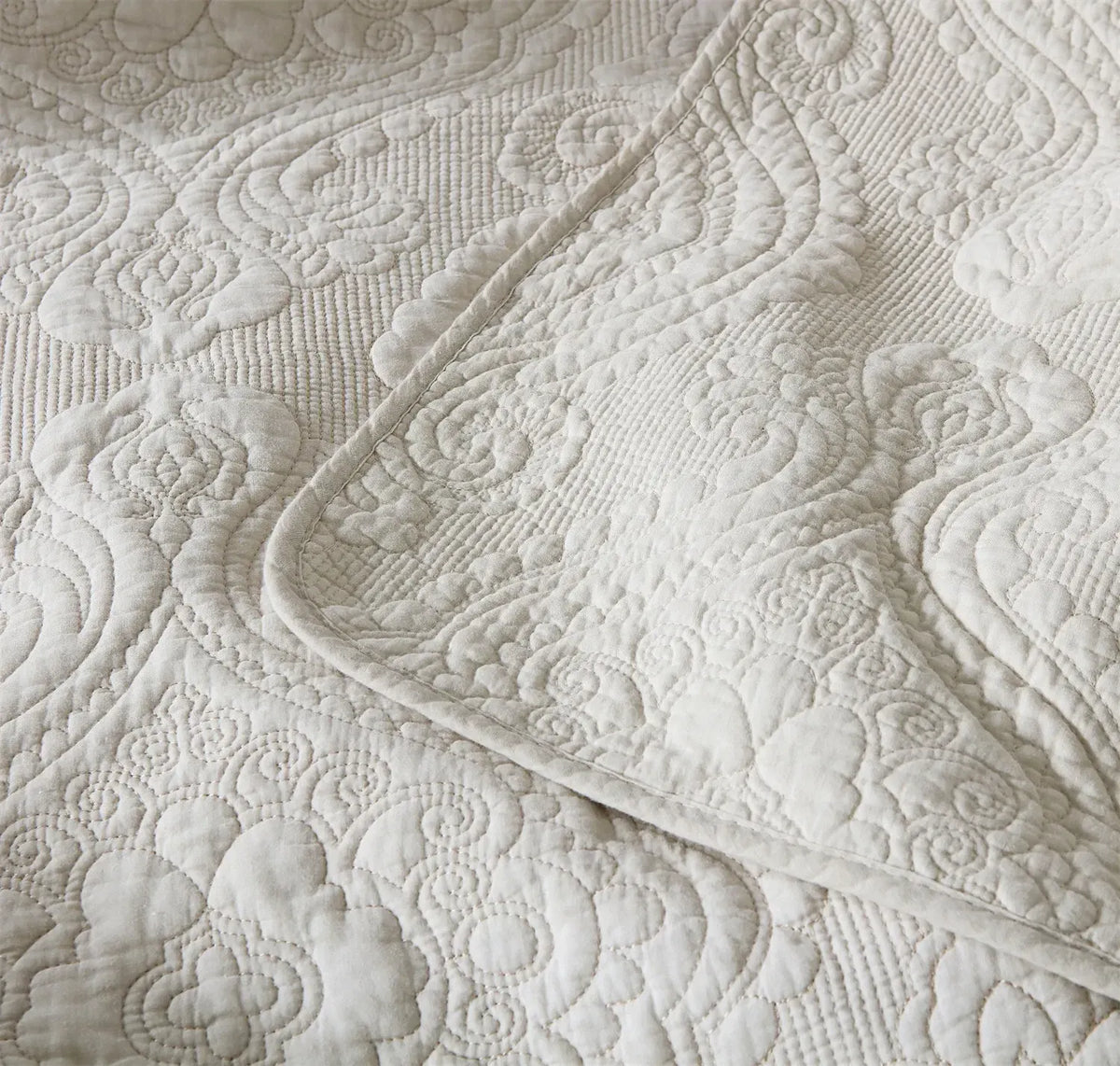 100% Cotton Embossed Ivory Floral Grace Coverlet Bedspread Set - Image 6