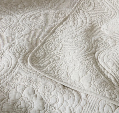 100% Cotton Embossed Ivory Floral Grace Coverlet Bedspread Set - Image 6