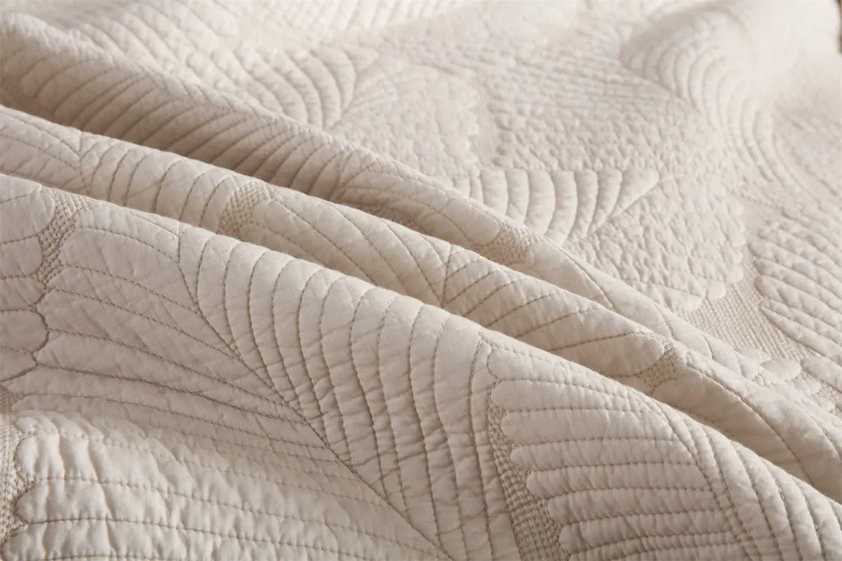 100% Cotton Embossed Ivory Haven Coverlet Bedspread Set - Image 2
