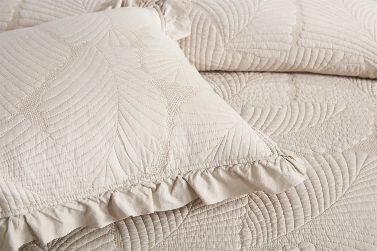 100% Cotton Embossed Ivory Haven Coverlet Bedspread Set - Image 4