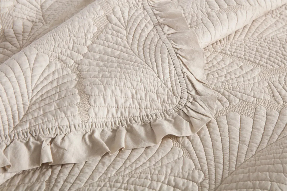 100% Cotton Embossed Ivory Haven Coverlet Bedspread Set - Image 6