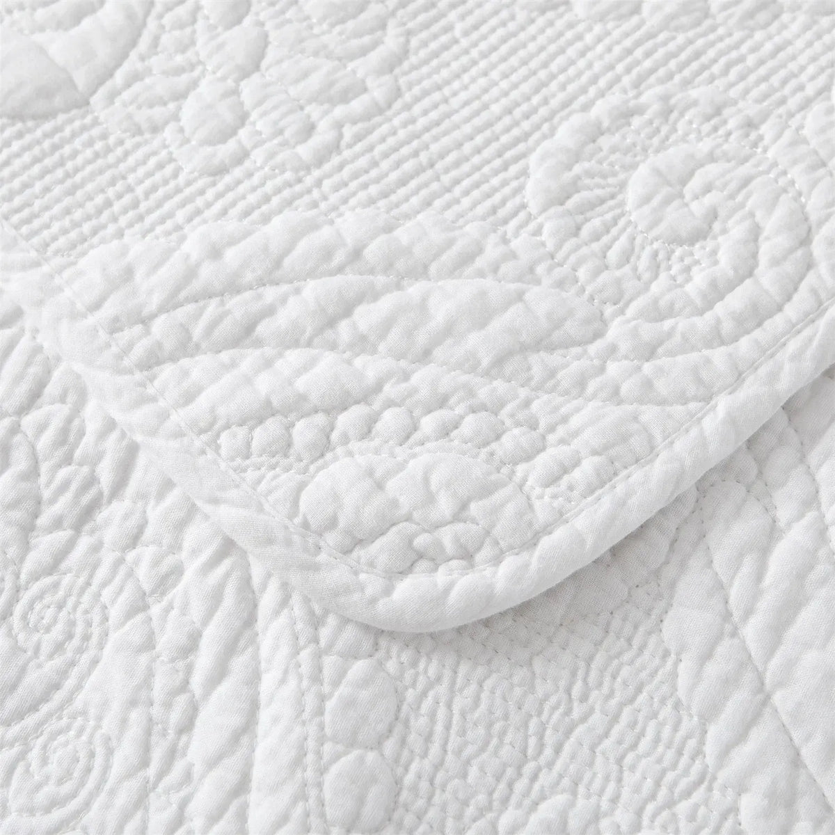 100% Cotton Embossed White Opal Coverlet Bedspread Set - Image 4