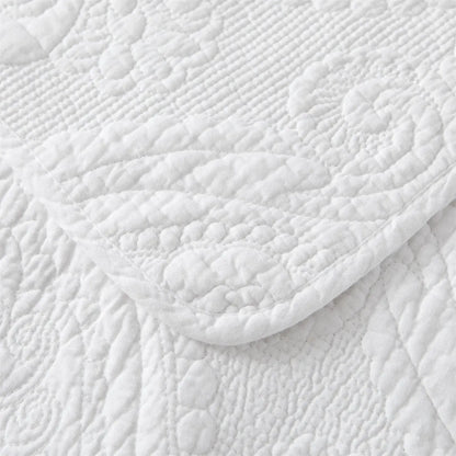 100% Cotton Embossed White Opal Coverlet Bedspread Set - Image 4