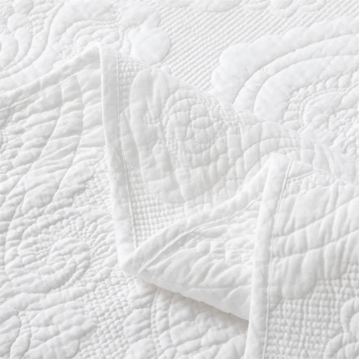 100% Cotton Embossed White Opal Coverlet Bedspread Set - Image 5